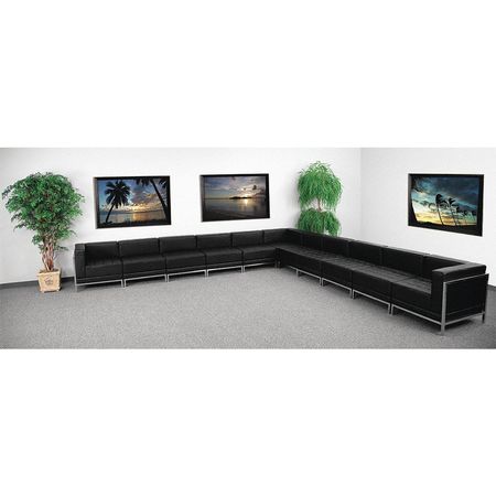 Flash Furniture 11 pcs. Sectional, 28-3/4" to 169" x 27-1/2", Upholstery Color: Black ZB-IMAG-SECT-SET2-GG