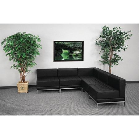 FLASH FURNITURE 5 pcs. Living Room Set, 28-3/4", 84-1/2" x 27-1/2", Upholstery Color: Black ZB-IMAG-SECT-SET5-GG