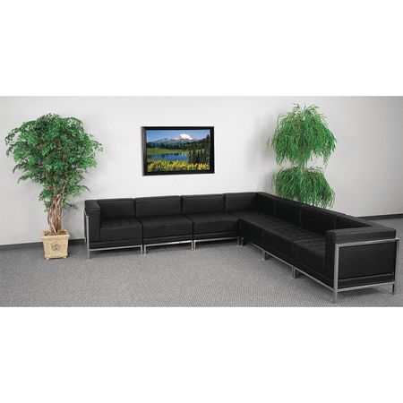 FLASH FURNITURE 7 pcs. Living Room Set, 28-3/4", 113" x 27-1/2", Upholstery Color: Black ZB-IMAG-SECT-SET1-GG