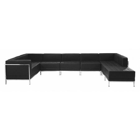 FLASH FURNITURE Living Room Set, 79" to 84-1/2" x 27-1/4", Upholstery Color: Black ZB-IMAG-U-SECT-SET4-GG