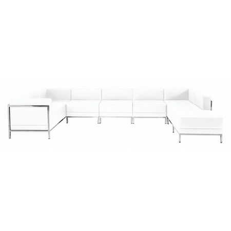 FLASH FURNITURE 7 pcs. Living Room Set, 79" to 84-1/2" x 27-1/4", Upholstery Color: White ZB-IMAG-U-SECT-SET4-WH-GG