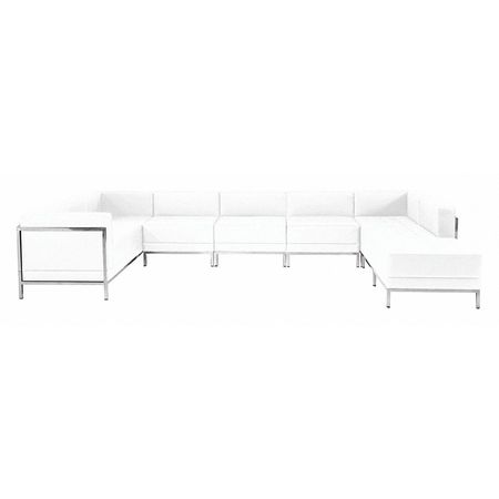 Flash Furniture 7 pcs. Living Room Set, 79" to 84-1/2" x 27-1/4", Upholstery Color: White ZB-IMAG-U-SECT-SET4-WH-GG