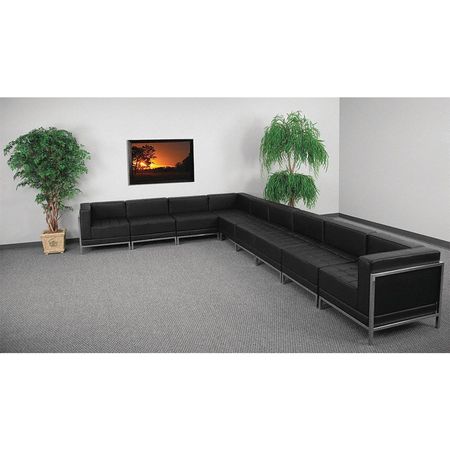 FLASH FURNITURE 9 pcs. Living Room Set, 28-3/4" to 113" x 27-1/2", Upholstery Color: Black, Series: Imagination ZB-IMAG-SECT-SET3-GG
