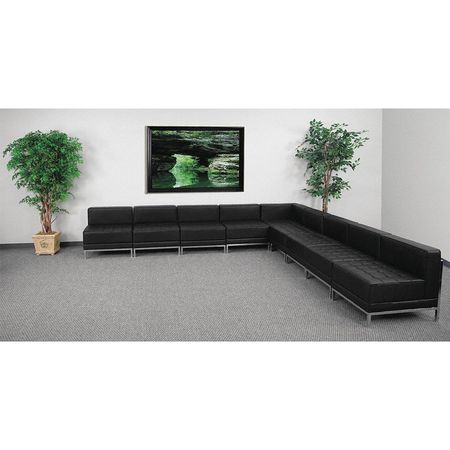 FLASH FURNITURE 9 pcs. Living Room Set, 28-3/4" to 140-1/2" x 27-1/2", Upholstery Color: Black, Series: Imagination ZB-IMAG-SECT-SET7-GG