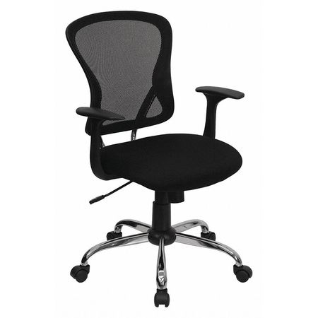 Flash Furniture Task Chair, 18" to 22", Fixed Arms, Black H-8369F-BLK-GG