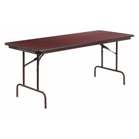 FLASH FURNITURE Rectangle Folding Table, 30" W, 72" L, 30" H, Laminate Top, Wood Grain YT-3072-MEL-WAL-GG