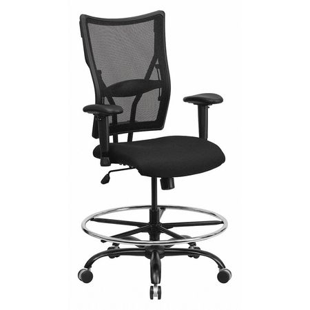 FLASH FURNITURE Drafting Chair, Mesh, 20" to 26" Height, Adjustable Arms, Black WL-5029SYG-AD-GG