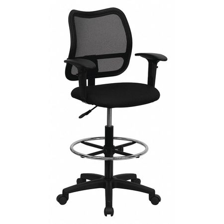 Flash Furniture Drafting Chair, Mesh, 23" to 28" Height, Adjustable Arms, Black WL-A277-BK-AD-GG