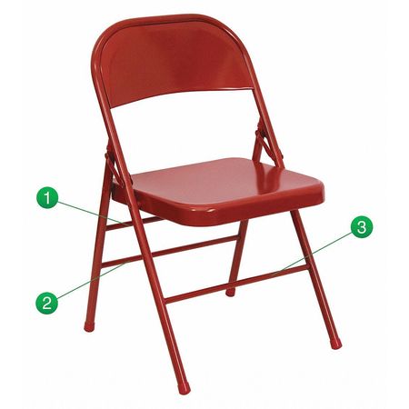 Flash Furniture Metal Folding Chair, Red HF3-MC-309AS-RED-GG