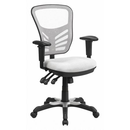 FLASH FURNITURE Mesh Contemporary Chair, 18" to 23", Adjustable Arms, White HL-0001-WH-GG