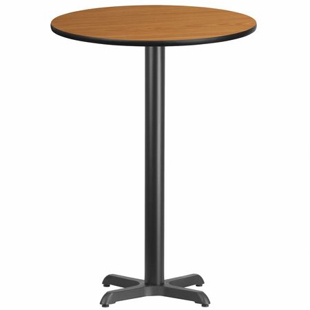 Flash Furniture Round Natural Laminate Table, 30" W, 30" L, 43.125" H, Laminate Top, Wood Grain XU-RD-30-NATTB-T2222B-GG