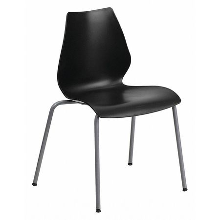 Flash Furniture Stack Chair, Plastic, Black, 17.25" H RUT-288-BK-GG