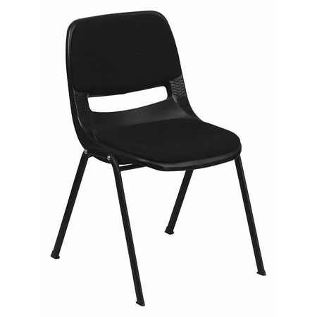 FLASH FURNITURE Pad Stack Chair, Plastic, Black RUT-EO1-01-PAD-GG