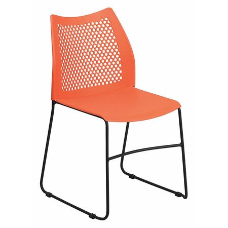 Flash Furniture Sled Stack Chair, Plastic, Air-Vent Bck, OR RUT-498A-ORANGE-GG