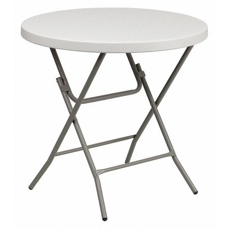 Flash Furniture Round Folding Table, 31.5" W, 31.5" L, 30.25" H, Plastic Top, White RB-32R-GW-GG