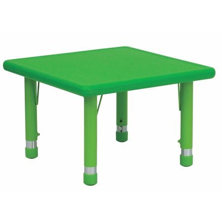 FLASH FURNITURE Square Activity Table, 24 X 24 X 23.75, Plastic, Steel Top, Green YU-YCX-002-2-SQR-TBL-GREEN-GG