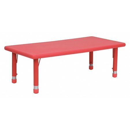 FLASH FURNITURE Rectangle Activity Table, 24 X 48 X 23.75, Plastic, Steel Top, Red YU-YCX-001-2-RECT-TBL-RED-GG