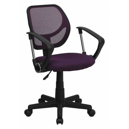 Flash Furniture Mesh Task Chair, 15-1/2" to 19-1/2", Fixed Arms, Purple WA-3074-PUR-A-GG