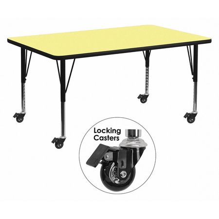 Flash Furniture Rectangle Activity Table, 30" X 72" X 25.37", Laminate Top, Yellow XU-A3072-REC-YEL-T-P-CAS-GG