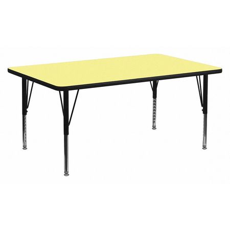 FLASH FURNITURE Rectangle Activity Table, 30 X 72 X 25.125, Chrome, Laminate, Particleboard, Steel Top, Yellow XU-A3072-REC-YEL-T-P-GG