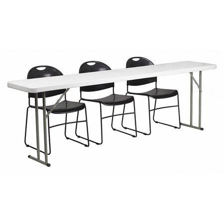 FLASH FURNITURE Rectangle Folding Table, 18" W, 96" L, 29" H, Plastic Top, White RB-1896-1-GG