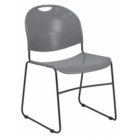 FLASH FURNITURE Stack Chair, Gray w/ Black Frame RUT-188-GY-GG