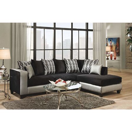 Flash Furniture Sectional, 34" to 73" x 37", Upholstery Color: Black RS-4124-06SEC-GG