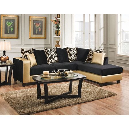 Flash Furniture Sectional, 34" to 73" x 37", Upholstery Color: Black RS-4124-07SEC-GG