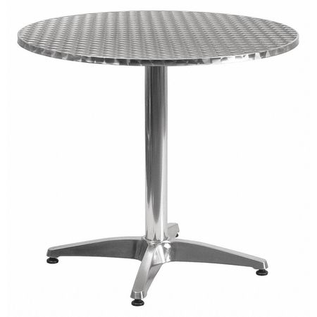 FLASH FURNITURE Round Table, Round, Aluminum, 31.5", 31.5 W, 31.5 L, 27.5 H, Aluminum, Plastic, Stainless Steel Top TLH-052-3-GG
