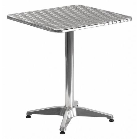 FLASH FURNITURE Square Table, Square, Aluminum, 23.5", 23.5 W, 23.5 L, 27.5 H, Aluminum, Plastic, Stainless Steel Top TLH-053-1-GG