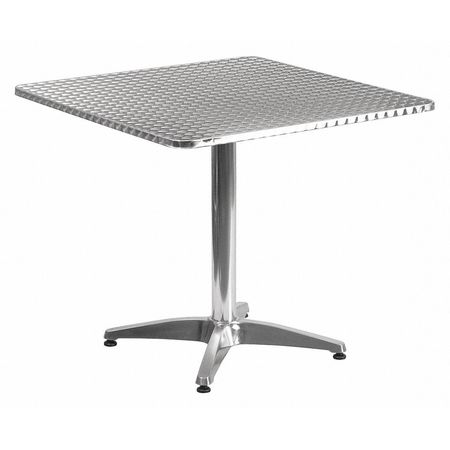 FLASH FURNITURE Square Table, Square, Aluminum, 31.5", 31.5 W, 31.5 L, 27.5 H, Aluminum, Plastic, Stainless Steel Top TLH-053-3-GG