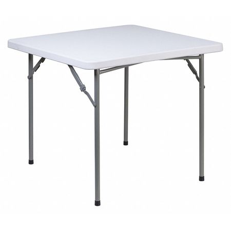 FLASH FURNITURE Square Folding Table, 33.75" W, 33.75" L, 29" H, Plastic Top, White RB-3434-GG