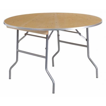 FLASH FURNITURE Round Folding Table, 48" W, 48" L, 30" H, Wood Top, Wood Grain XA-48-BIRCH-M-GG