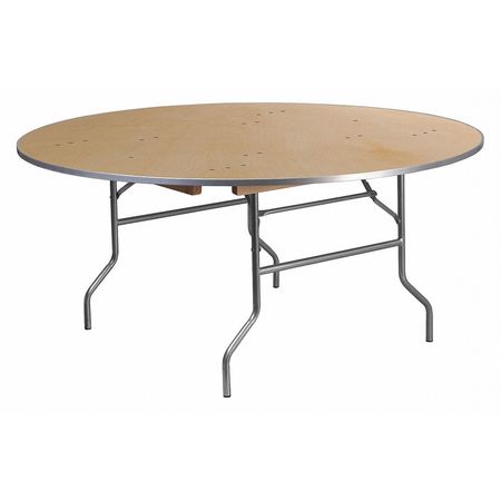 FLASH FURNITURE Round Folding Table, 66" W, 66" L, 30" H, Wood Top, Wood Grain XA-66-BIRCH-M-GG