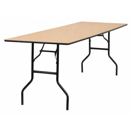 FLASH FURNITURE Rectangle Folding Table, 30" W, 96" L, 30.25" H, Wood Top, Wood Grain YT-WTFT30X96-TBL-GG