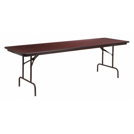 FLASH FURNITURE Rectangle Folding Table, 30" W, 96" L, 30" H, Laminate Top, Wood Grain YT-3096-MEL-WAL-GG
