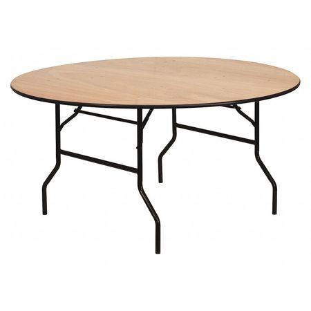 Flash Furniture Round Folding Table, 60" W, 60" L, 30" H, Wood Top, Wood Grain YT-WRFT60-TBL-GG