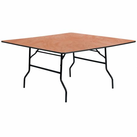 FLASH FURNITURE Square Folding Table, 60" W, 60" L, 30.125" H, Wood Top, Wood Grain YT-WFFT60-SQ-GG