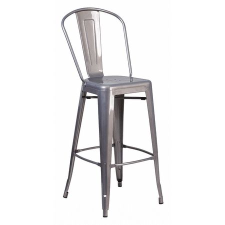 FLASH FURNITURE Metal Indoor Stool, Backless, Clear, 30" XU-DG-TP001B-30-GG