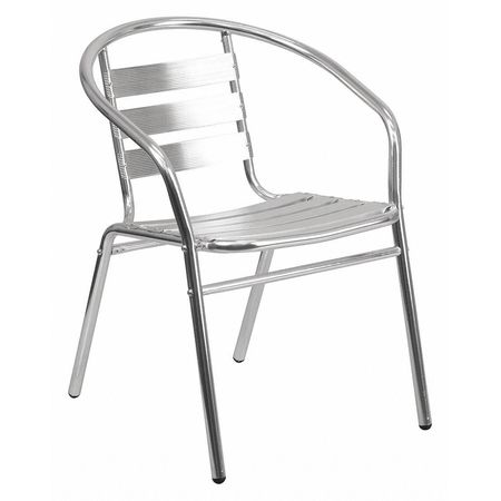 Flash Furniture Aluminum Restaurant Stack Chair, 21.75 W 22" L 29 H, Integrated, Aluminum, Metal, Plastic Seat TLH-017B-GG