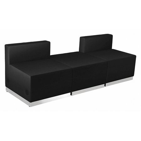 FLASH FURNITURE 3 pcs. Living Room Set, 25-1/4" to 25-1/2" x 27", Upholstery Color: Black ZB-803-670-SET-BK-GG