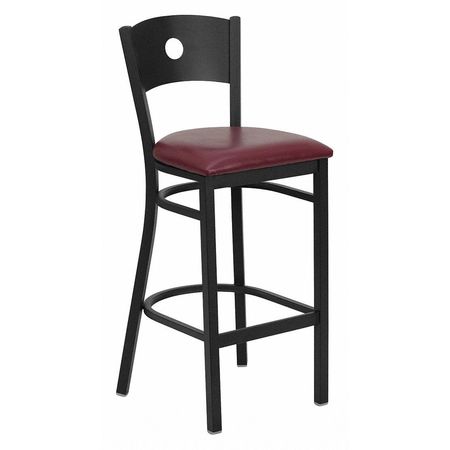 FLASH FURNITURE Blk Circle Restaurant Stool, Burgndy Sea XU-DG-60120-CIR-BAR-BURV-GG