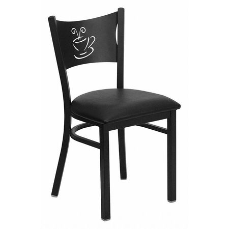 FLASH FURNITURE Restaurant Chair, 20"L33-1/4"H, HerculesSeries XU-DG-60099-COF-BLKV-GG