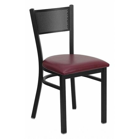 FLASH FURNITURE Restaurant Chair, 20" L 33-1/4" H, Vinyl Seat, Hercules Series XU-DG-60115-GRD-BURV-GG