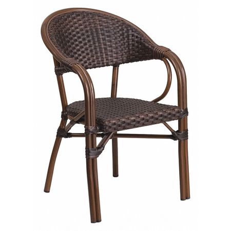 Flash Furniture Dark Brown Rattan Patio Chair with Red Frame SDA-AD642003R-2-GG
