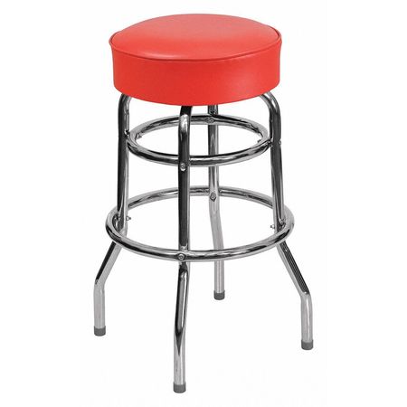 Flash Furniture Double Ring Chrome Stool, Red Seat XU-D-100-RED-GG