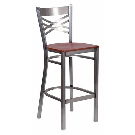 FLASH FURNITURE Restaurant Barstool, Metal X Bck, Chy Woo XU-6F8B-CLR-BAR-CHYW-GG