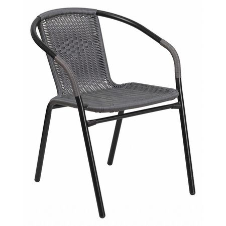 Flash Furniture Gray Rattan Indoor-Outdoor Stack Chair TLH-037-GY-GG