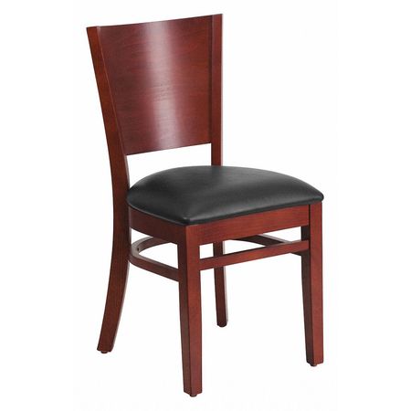 FLASH FURNITURE Restaurant Chair, 20-1/2"L33-1/2"H, VinylSeat, LaceySeries XU-DG-W0094B-MAH-BLKV-GG