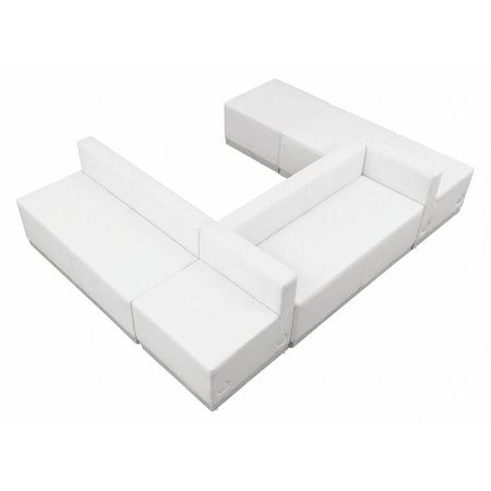 FLASH FURNITURE 6 pcs. Living Room Set, 25-1/4" to 77" x 27", Upholstery Color: White ZB-803-510-SET-WH-GG